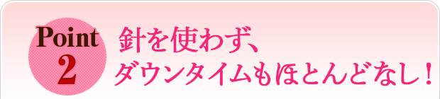 針を使わないので痛みがなく、ダウンタイムもない！