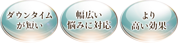 ダウンタイムが短い、幅広い悩みに対応、より高い効果