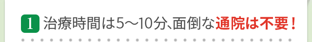 治療時間は5～10分、面倒な通院は不要！