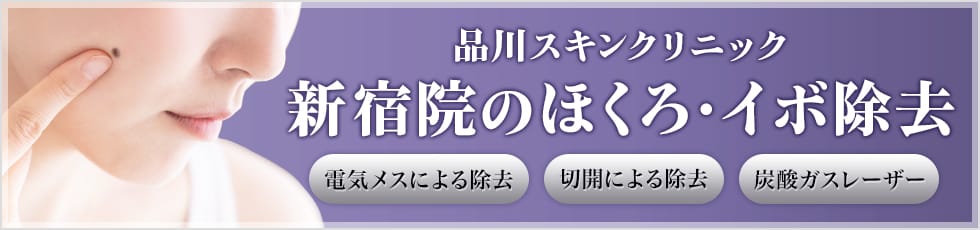 品川スキンクリニック 新宿院のほくろ・イボ除去 電気メスによる除去 切開による除去 炭酸ガスレーザー