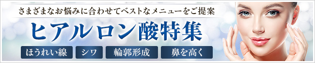 さまざまなお悩みに合わせてベストなメニューをご提案 ヒアルロン酸特集 ほうれい線・シワ・輪郭形成・鼻を高く