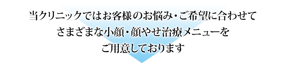 お客様のお悩み・ご希望に合わせてさまざまなワキガ・ワキ汗治療メニューをご用意しております