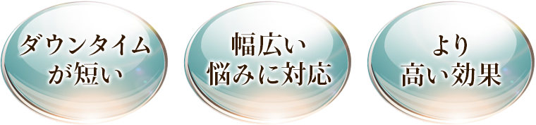 ダウンタイムが短い、幅広い悩みに対応、より高い効果