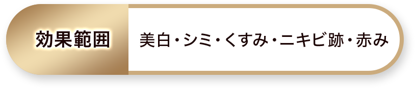 効果範囲：美白・シミ・くすみ・ニキビ跡・赤み