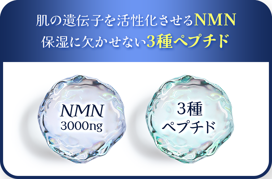 肌の遺伝子を活性化させるNMN 保湿に欠かせない3種ペプチド