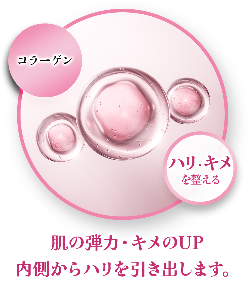 コラーゲン ハリ・キメを整える 肌の弾力・キメのUP内側からハリを引き出します。