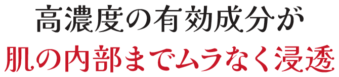 高濃度の有効成分が肌の内部までムラなく浸透