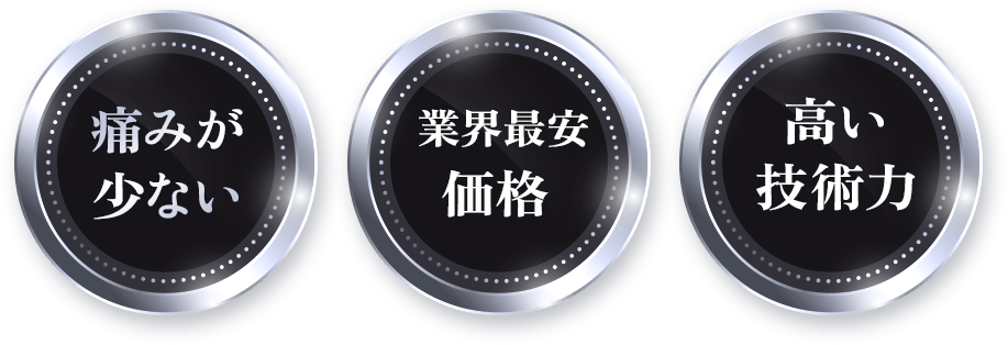 痛みが少ない・業界最安価格・高い技術力